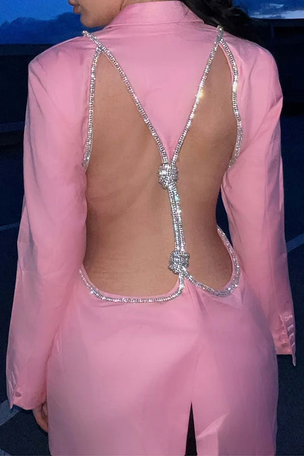 Pink Unique Heart Shaped Backless Blazer