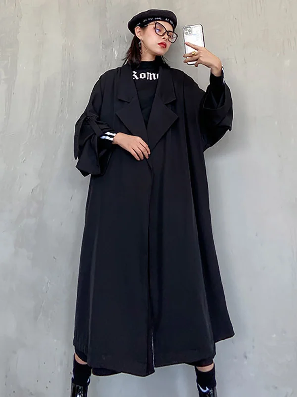 Urban Long Sleeves Roomy Notched Collar Trench Coats