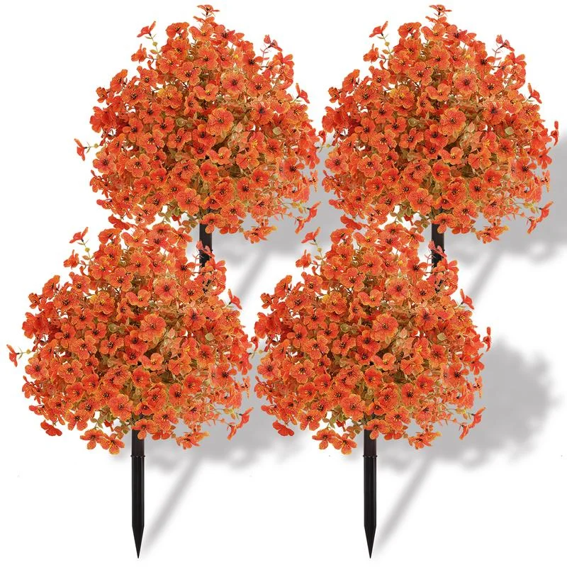 Autumn Artificial Garden Stake with Realistic Flowers, UV Resistant, Windproof, Durable Spike, Low-Maintenance Outdoor Decor