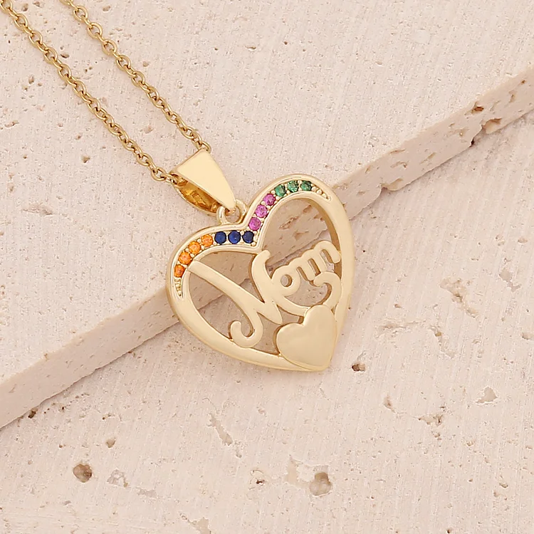 Mother's Day Gift | 18K Gold Heart-Shaped Copper Micro-Set Zircon Necklace KERENTILA