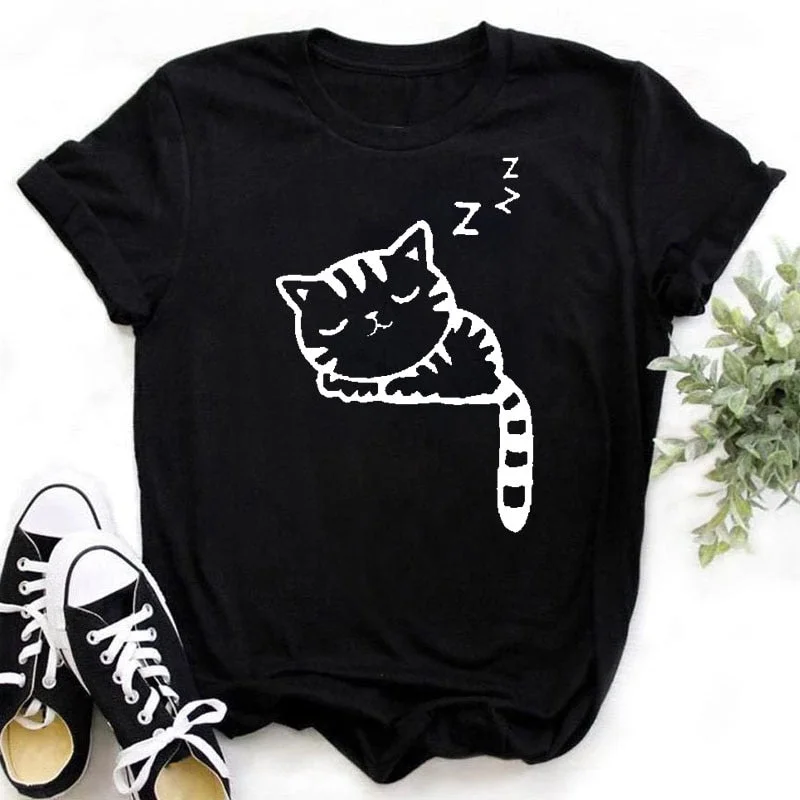 Cat MOM Women's Top Summer Fashion Short-sleeved Cat and Dog Paw Print Girl T-shirt Female Y2K Clothes,Drop Ship
