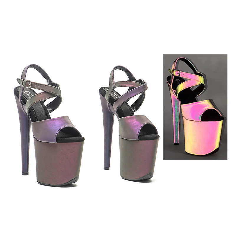 VCshoes 8Inch/20cm Night Light Holographic Reflective Platform Sandals Party High Heels Shoes Pole Dancing Shoes 1B