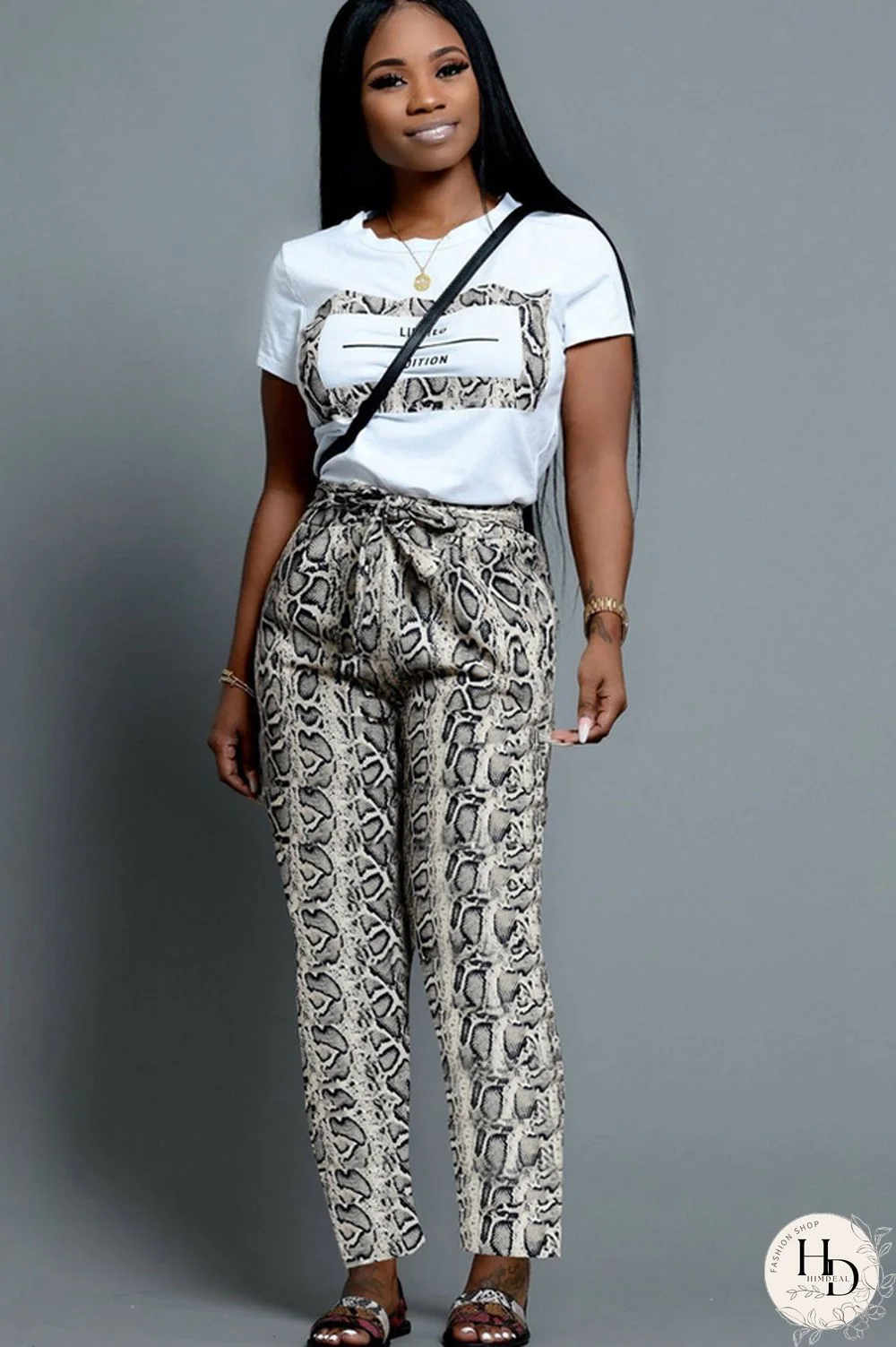 Yellow Polyester Casual Print Straight Short Sleeve Two-piece Pants Set