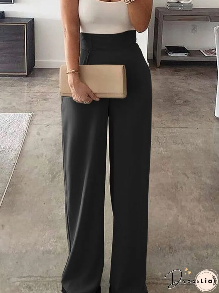 Solid Color Sleeveless Casual Jumpsuit