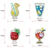 4pcs DIY Beverages Full Drill Special Shaped Diamond Painting Keychains Gifts