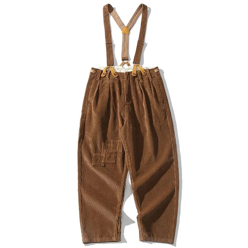 Vintage Relaxed Patch Corduroy Overalls