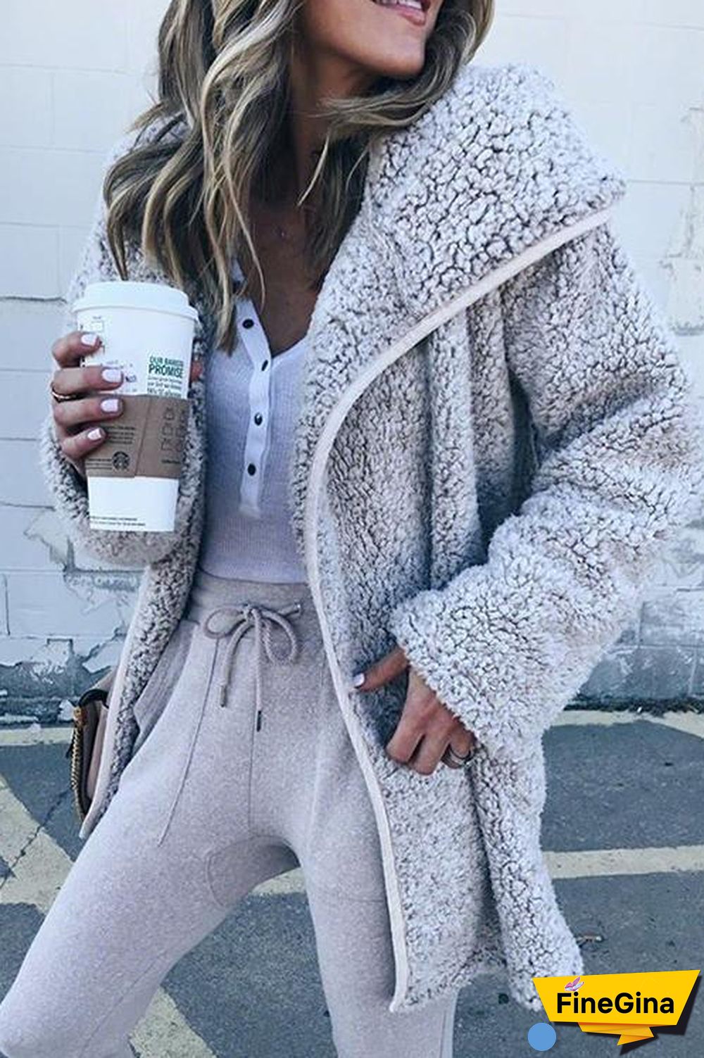 Casual Plush Windbreaker Coat