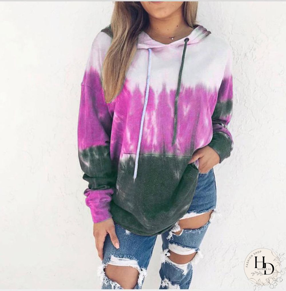 Fashion Gradient Printed Loose Hoodie