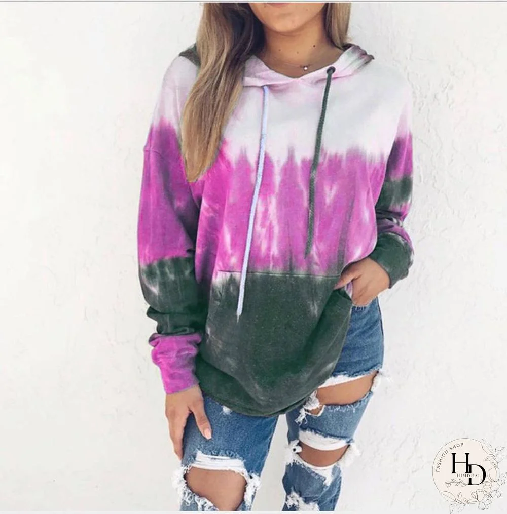 Fashion Gradient Printed Loose Hoodie