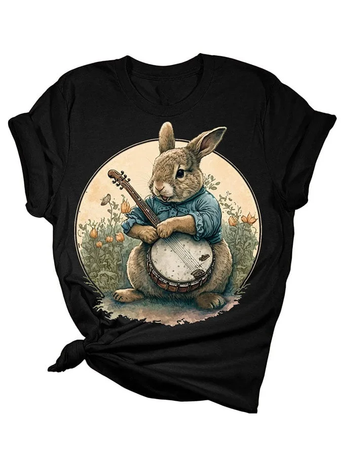 Casual Easter Bunny Print T-Shirt socialshop