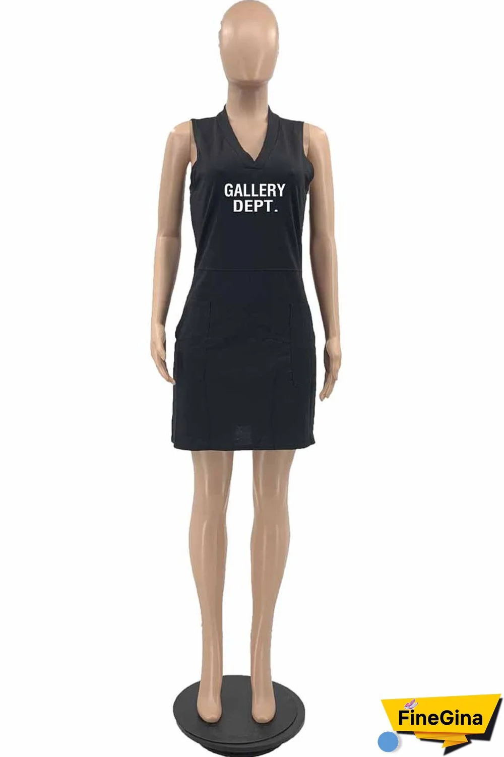 Army Green Street Print Letter V Neck One Step Skirt Dresses