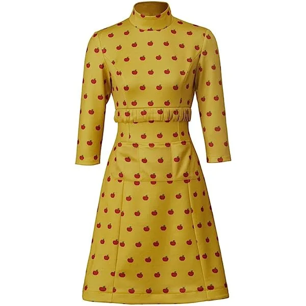 Mrs. Fox Cospaly Costume Mrs. Fox Fancy Dress Women's Printed A-Line Dress with Pocket