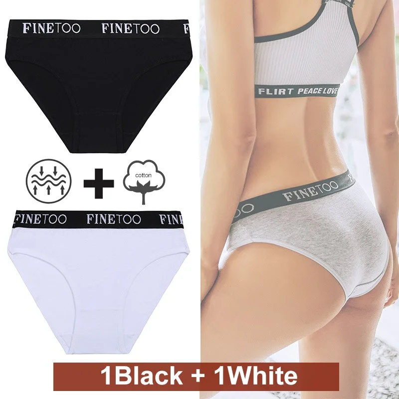 2PCS/Set Women Cotton Panties Female Underwear Sexy Briefs Lingerie Panties Female Underpants Intimate Finetoo Pantys M-XXL
