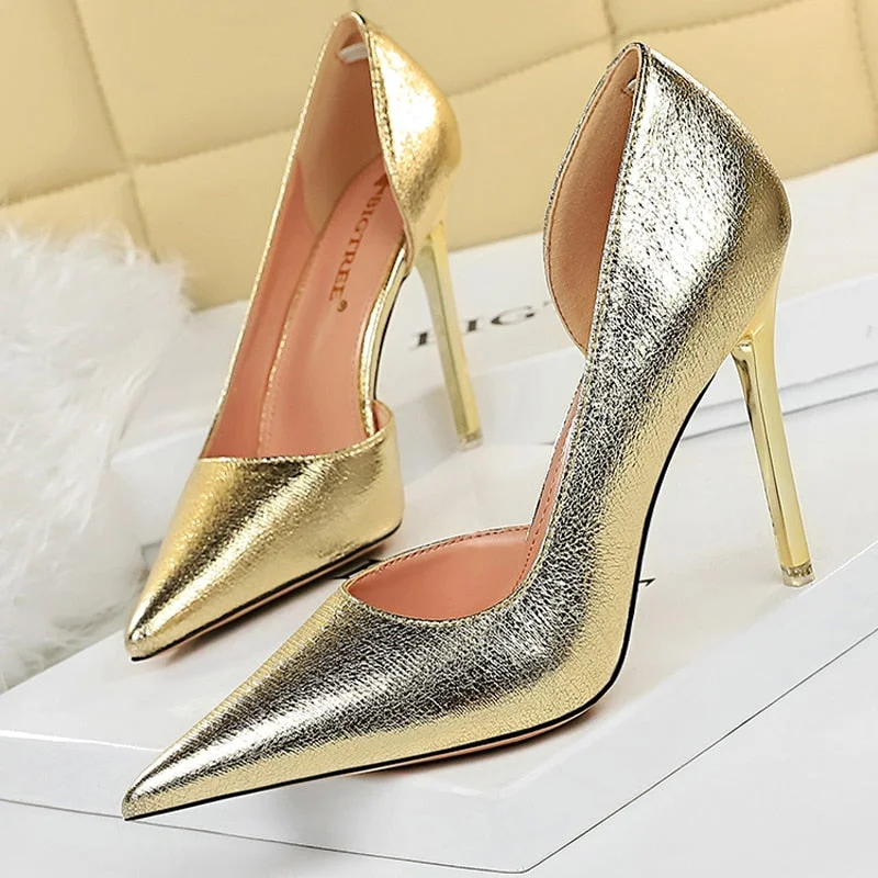 BIGTREE Shoes High Heels Gold Sliver Black Champagne Women Pumps Sexy Wedding Shoes Stiletto Heels Female Shoes Plus Size 43