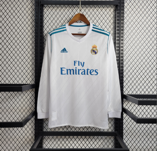 Retro 17/18 Real Madrid Home Long Sleeve Football Shirt Thai Quality