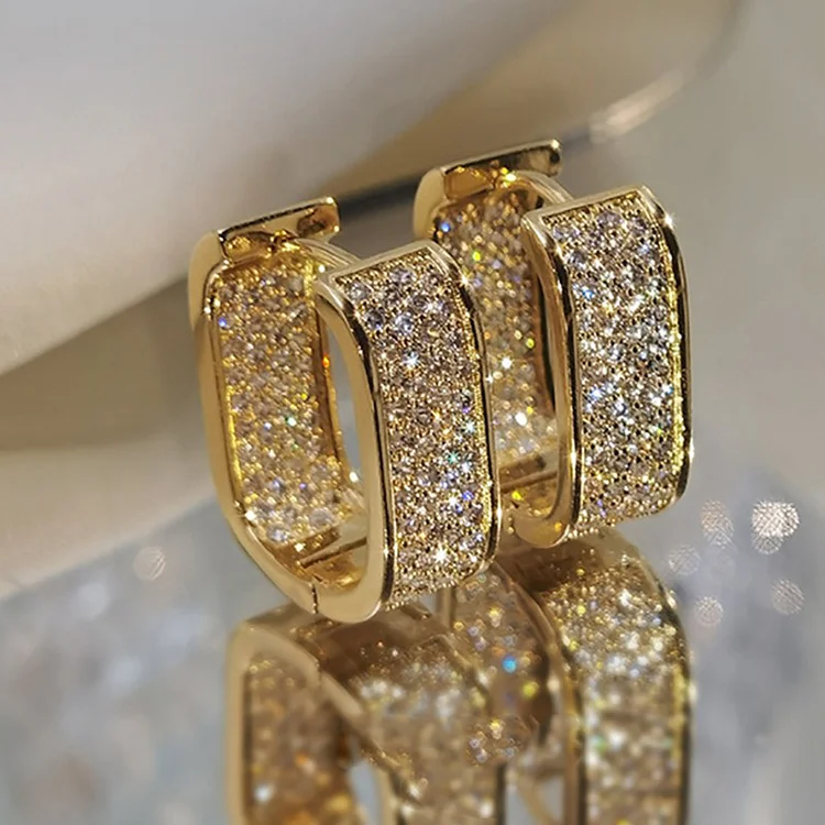 1Pair Rhinestone Decor U-Shaped Earrings