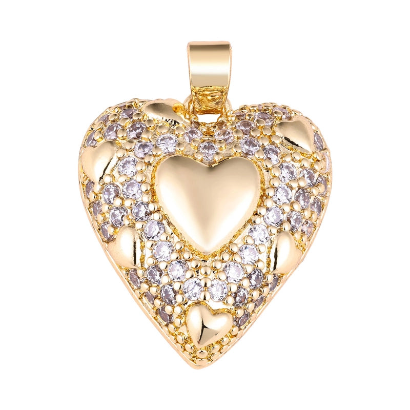 1 Piece Copper Zircon Four Leaf Clover Round Heart Shape Pendant Jewelry Accessories