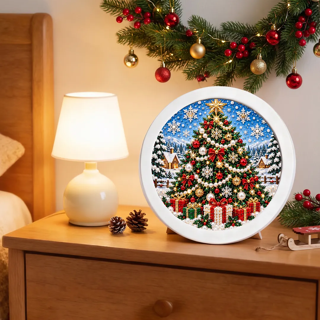 Framed Pearl Painting Kit Christmas Wreath Round 7.87x7.87in