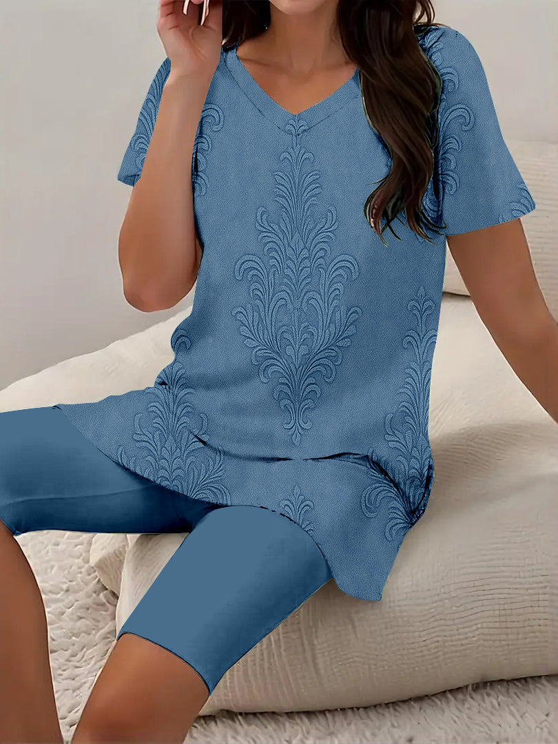 Women Long Sleeve V-neck Graphic Floral Printed Top
