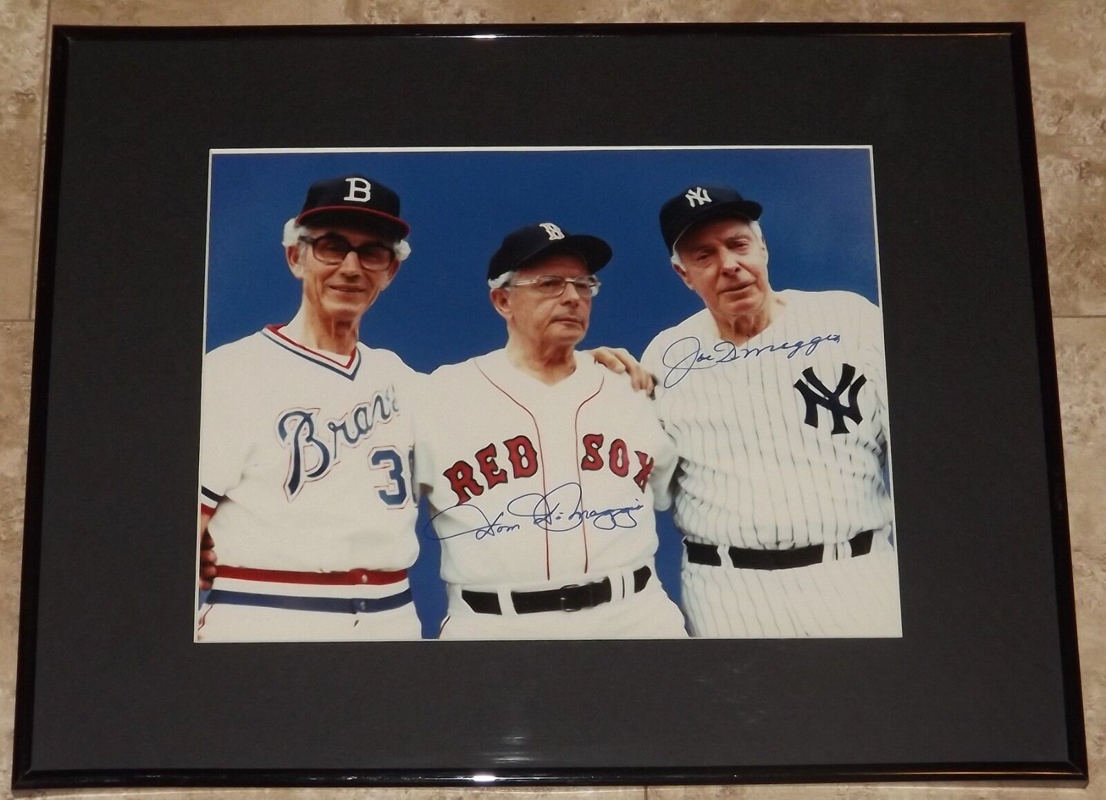 Joe DiMaggio & Dom Signed Autographed Framed 11x14 Baseball Photo Poster painting JSA LOA!