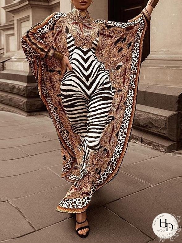 Dresses Loose Printed Robe Long Sleeve Dress for Women