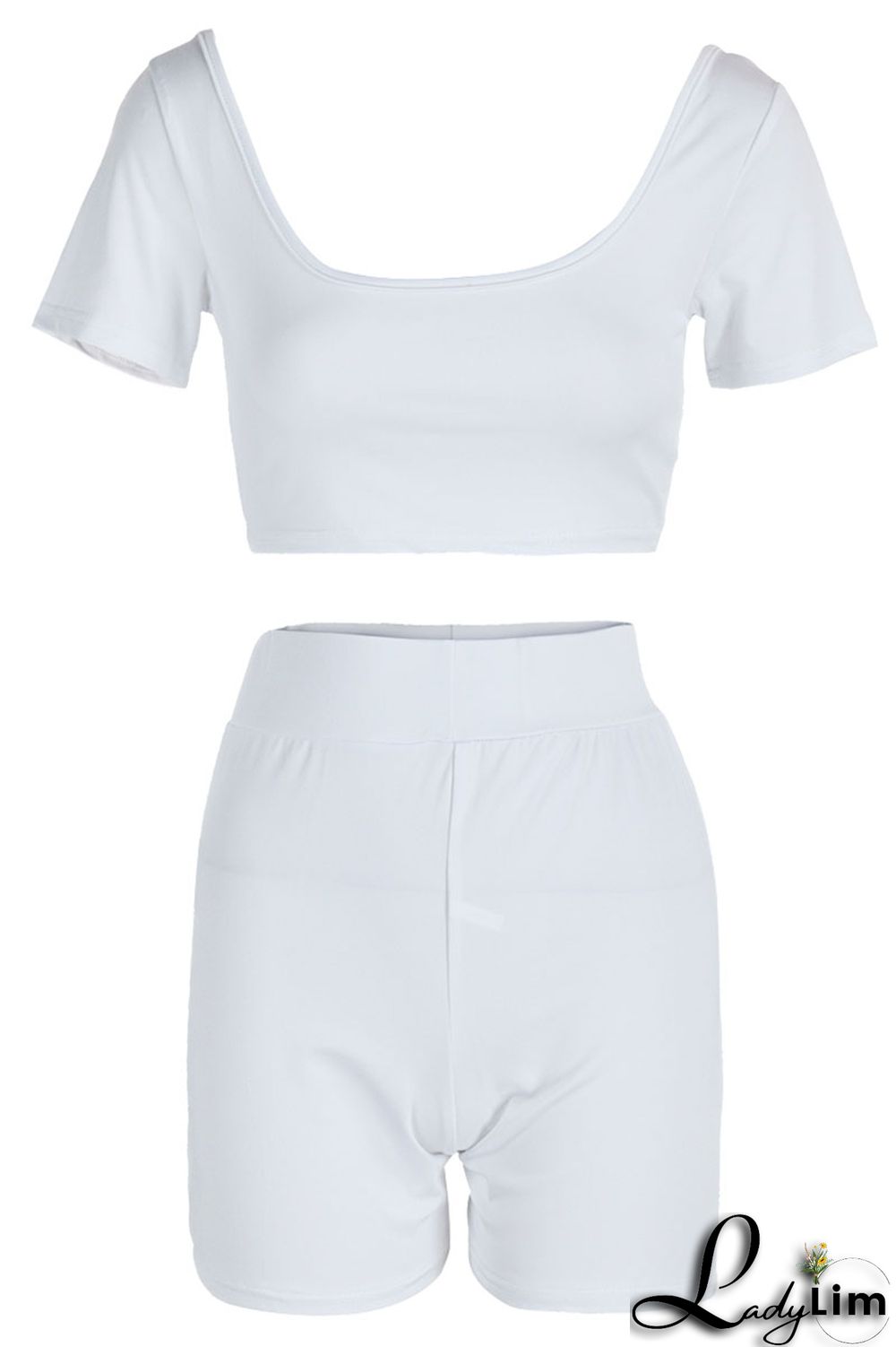 Red Sexy Solid Split Joint U Neck Short Sleeve Two Pieces