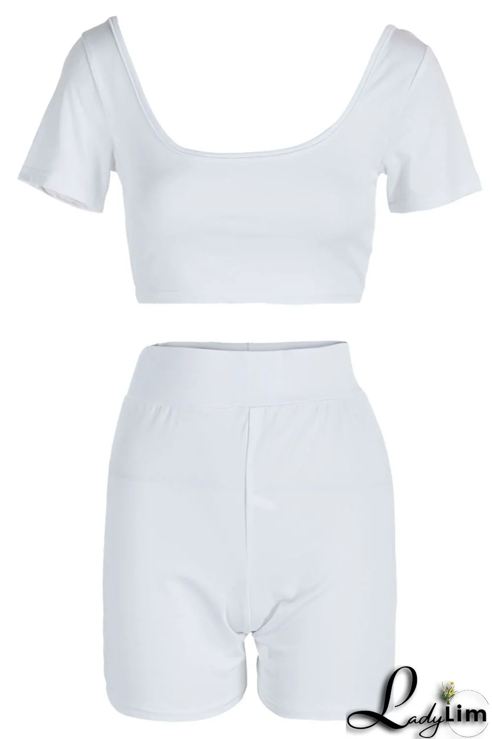 Red Sexy Solid Split Joint U Neck Short Sleeve Two Pieces