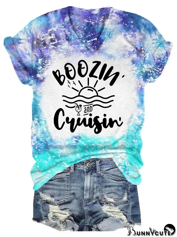 Boozin' And Cruisin' Tie Dye V Neck T-Shirt