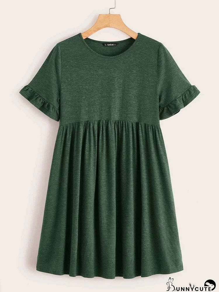 Plus Ruffle Cuff Smock Dress for Women