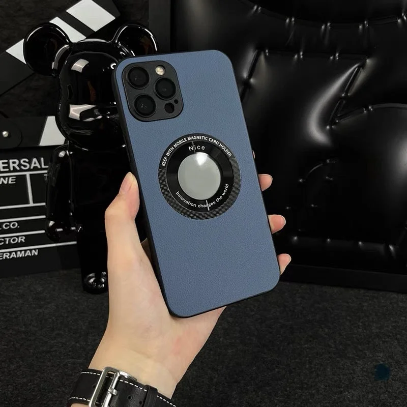 For iPhone13/14 Series Magnetic Hollow Logo Mobile Phone Case