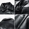 💥 2025 Hot Sale! Men's Casual PU Leather Jacket - Black Spring/autumn Outdoor Cycling Jacket with Zipper Closure, Stand-up Collar Design and Regular Fit, Suitable for Versatile Daily Wear