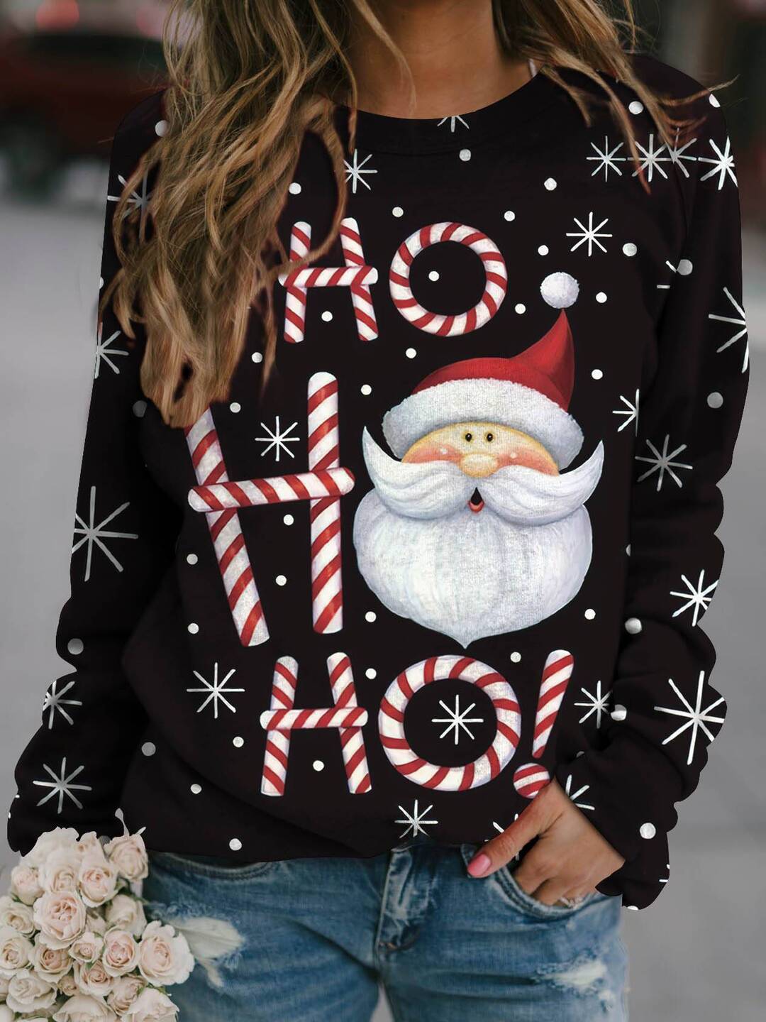 thdmladies Christmas 3D Printed Loose Hoodie thedmladies