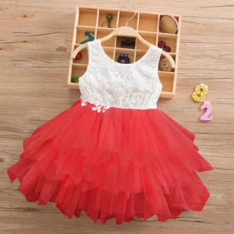 Princess Kids Baby Fancy Wedding Dress Sleeveless Sequins Party Dress For Girl Tutu Tulle Back Hollow Out Party Formal Dresses