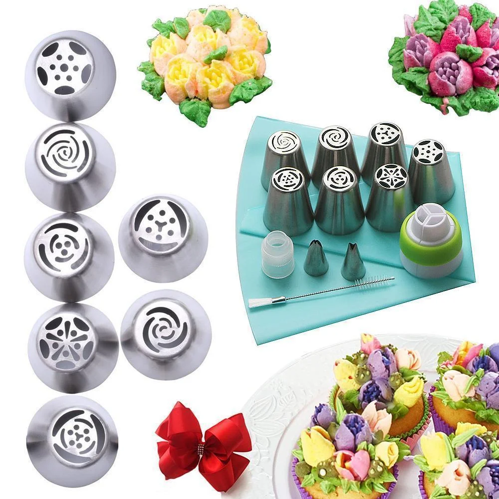 Meladen™ Spritztüllen Set aus Edelstahl (13 teilig) für Cupcakes & Kuchen Dekoraktion