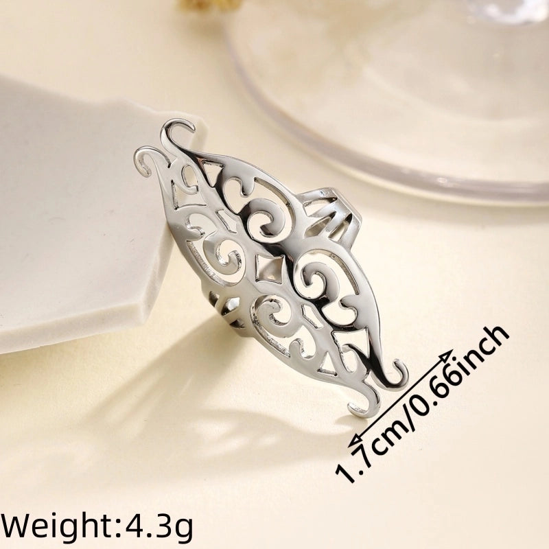 Exaggerated Artistic Oversized Flower Butterfly 304 Stainless Steel Open Rings