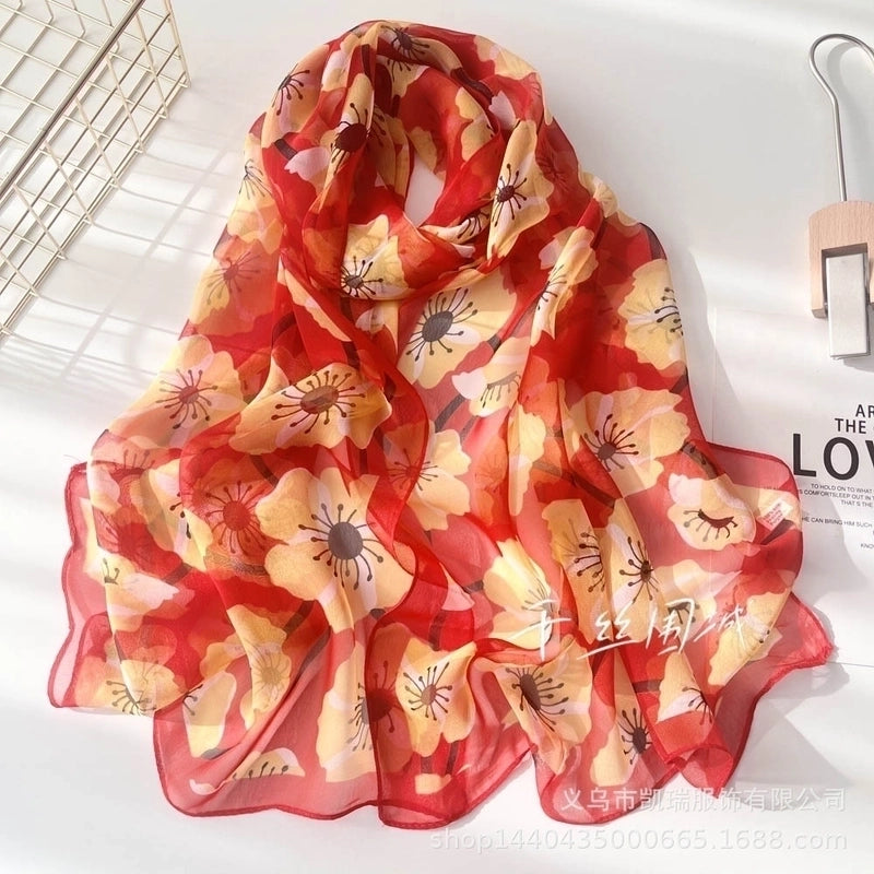 Women’s Sweet Flower Georgette Silk Scarves