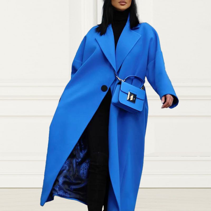 Autumn And Winter Solid Color Long Coat