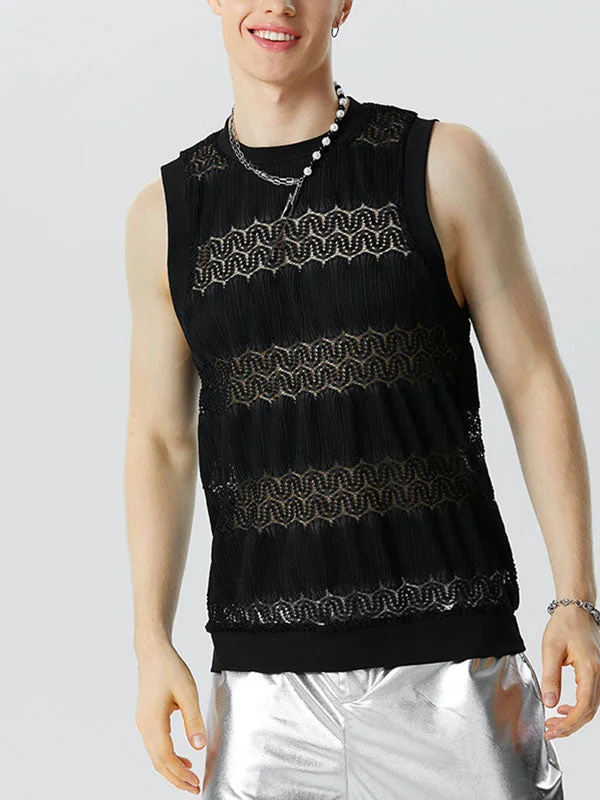 Aonga - Mens Knit Hollow Crew Neck Sleeveless Vest