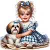 Vie d&rsquo;animaux de compagnie fille-plein diamant rond peinture-30 * 30cm
