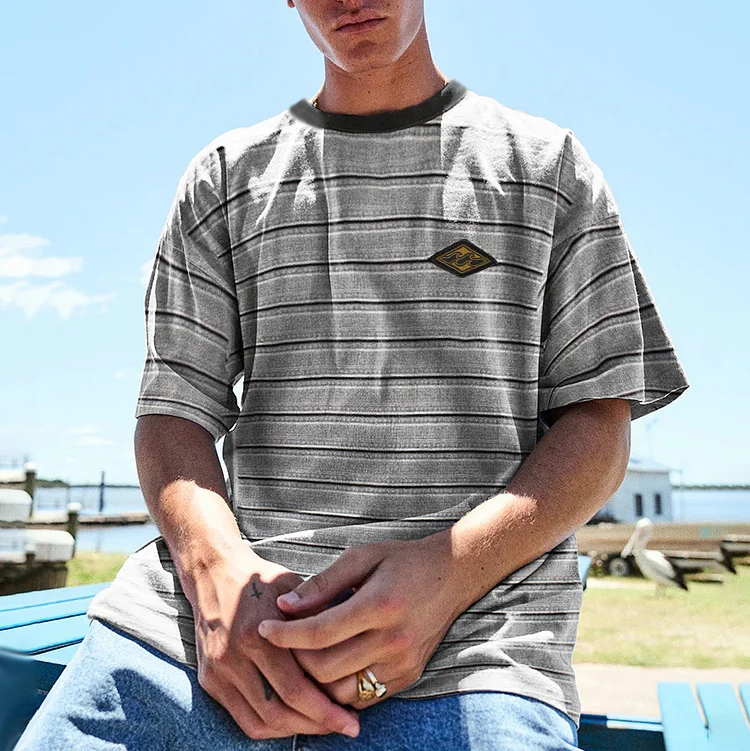 Men's Casual Striped Surf T-Shirt 31b6