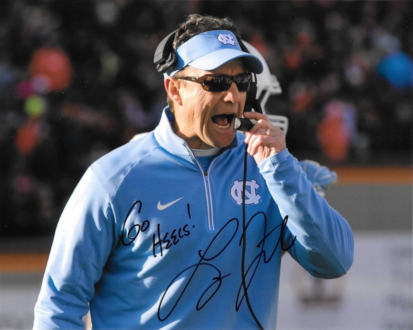 LARRY FEDORA HAND SIGNED UNC NORTH CAROLINA TAR HEELS 8X10 Photo Poster painting W/COA