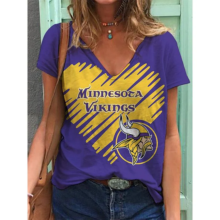 Minnesota Vikings Lightweight Short Sleeve V-Neck T-Shirt
