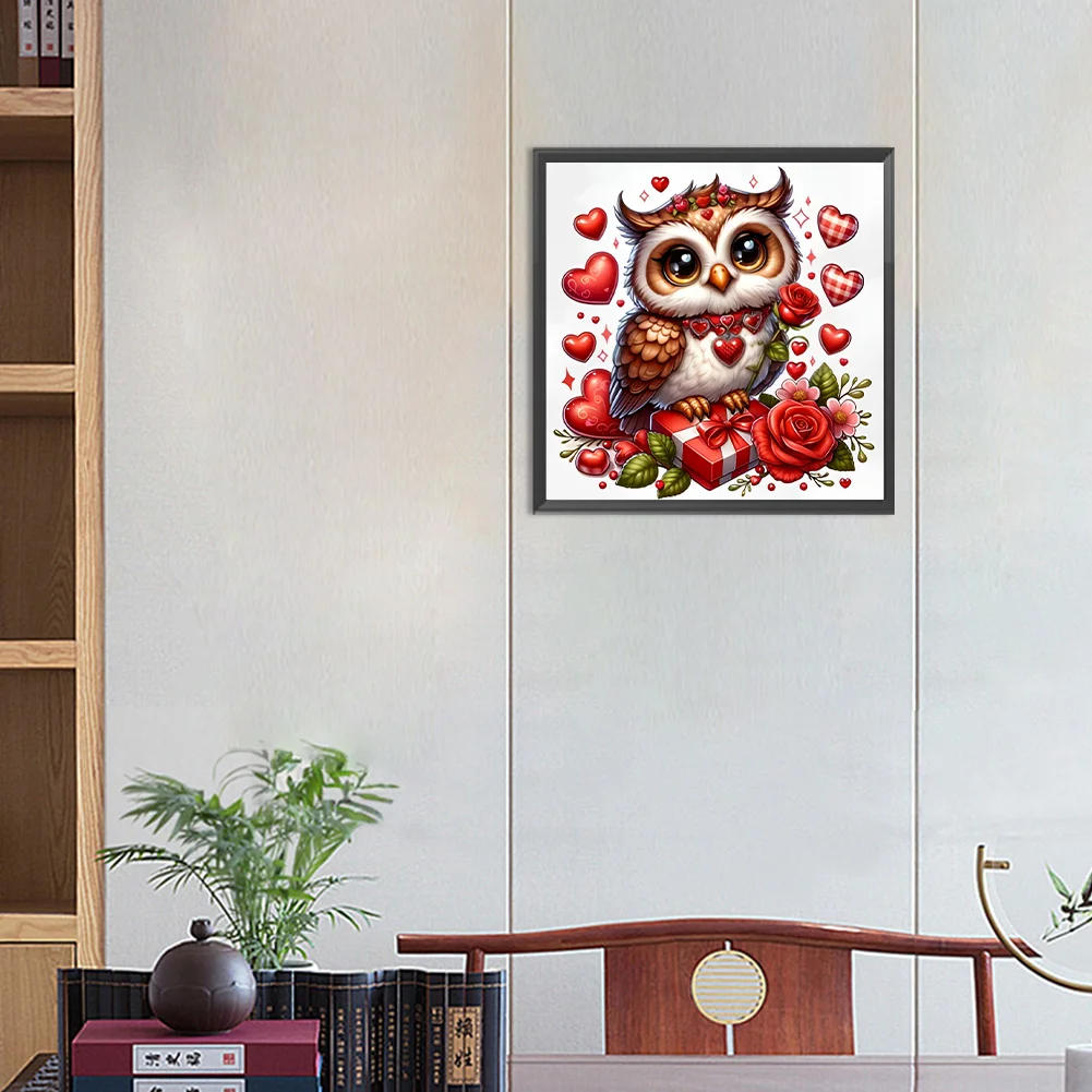Valentine Love Owl 30*30cm(canvas) full round drill diamond painting