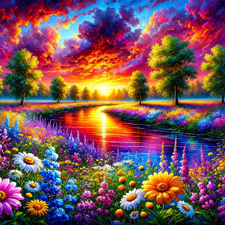 Sunset Garden 40*40cm(canvas) Full Round Drill Diamond Painting gbfke