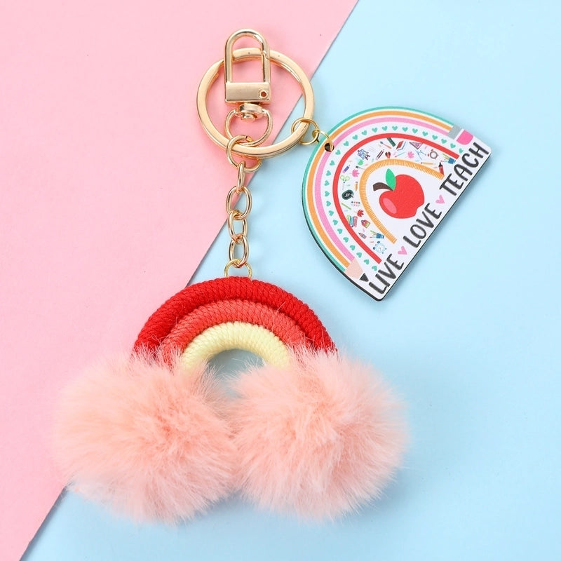 Cute Sweet Shiny Letter Rainbow Alloy Bag Pendant Keychain