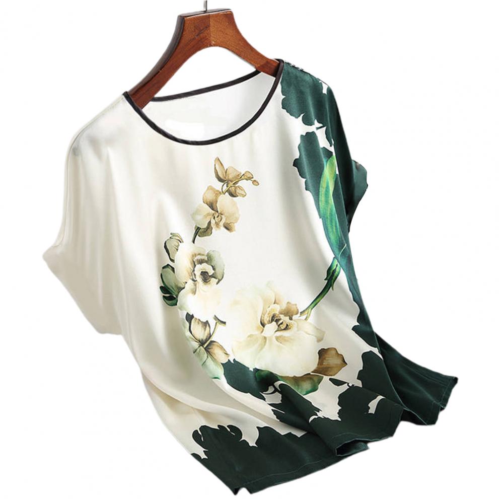 Chatztokens Summer Fashion Pullover Ladies Chiffon Blouses Shirts Vintage Printed Casual Short Sleeve Women Tops
