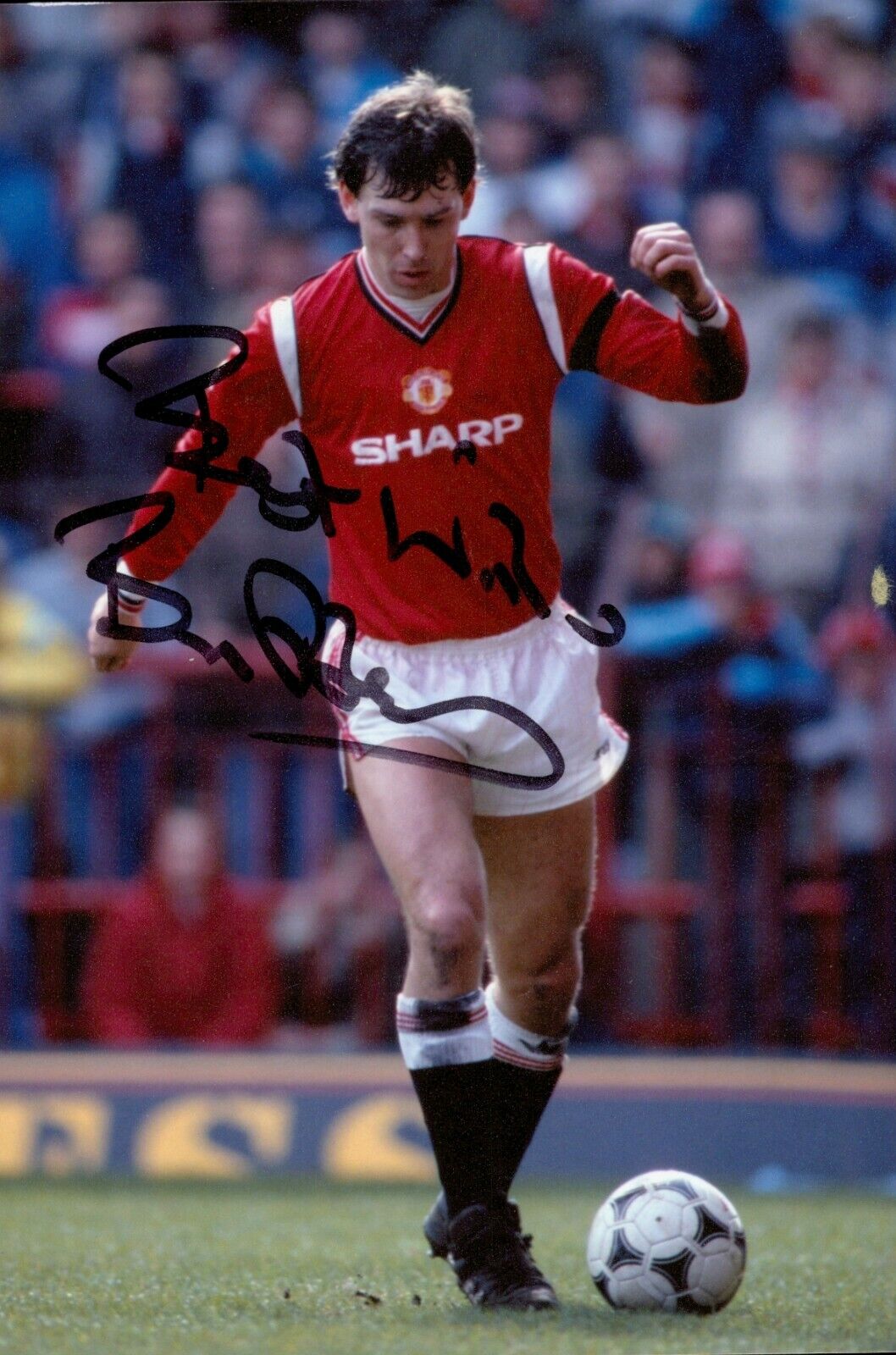 Bryan Robson Signed 6x4 Photo Poster painting Manchester United England Genuine Autograph + COA