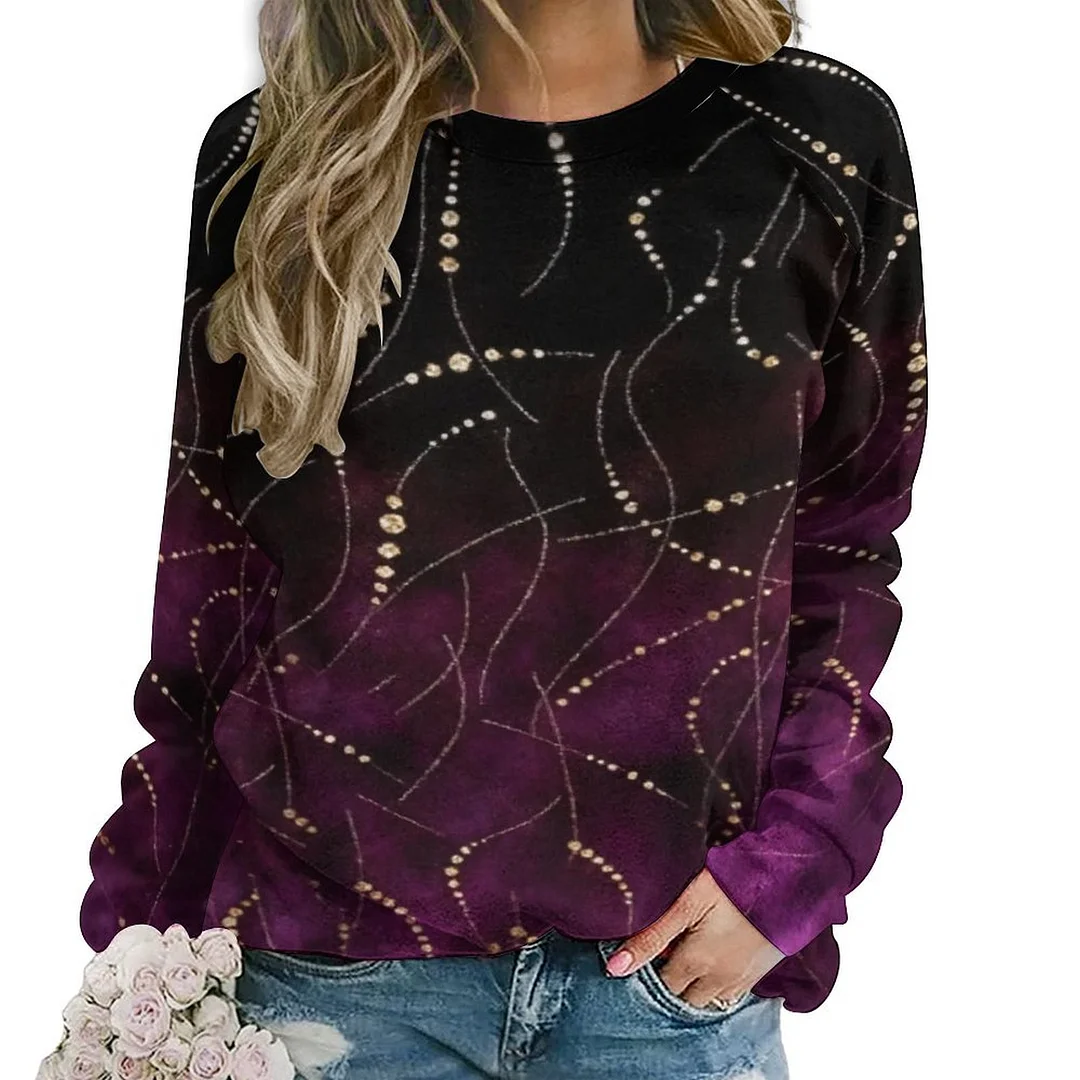Printed Long Sleeve Casual Sweatshirt for  Women and Men Unisex Pattern Rose Red, Black