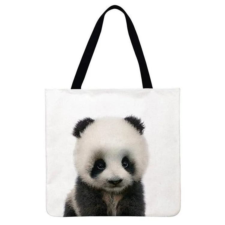 Cute Animal With Flower - Linen Tote Bag
