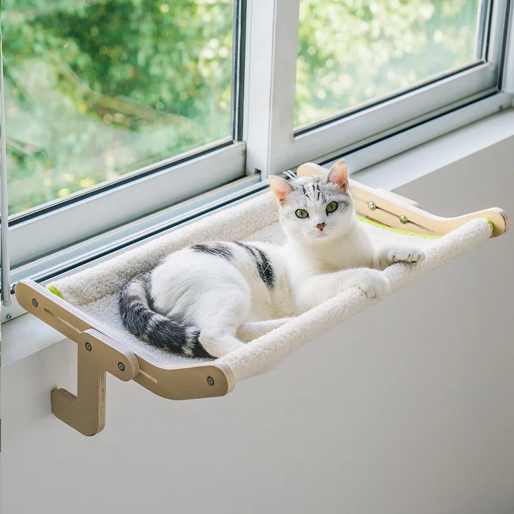 Mewoofun Cat Window Perch Cat Hammock For Cat Window Seat Bed With Reversible Mat No Suction No Drilling Cat Perches Holds Up To 40lbs,black & White O